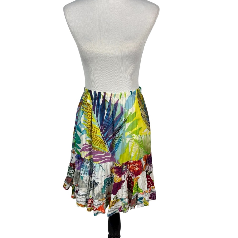 JAMS WORLD Hattie Al Fresco Elastic Waist Mini Skirt Tropical Retro Hawaiian L